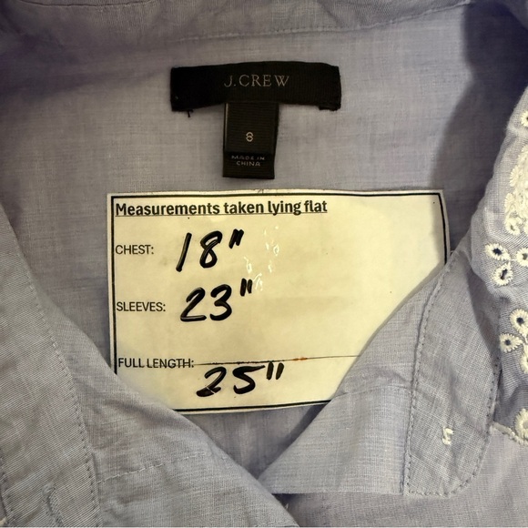 J Crew Perfect Shirt with eyelet Trim Size 8 - Picture 11 of 11
